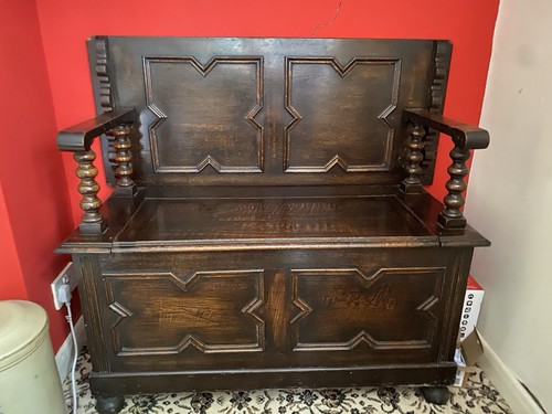Antique oak monks bench - oak,
