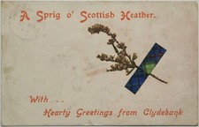 Clydebank Postcard "A Sprig o' Scottish Heather" Real Dressed Tartan KGV 1918
