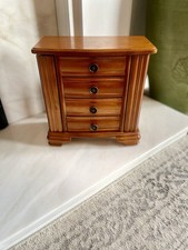 Vintage Style Wood Jewelry Box Armoire Cabinet 4 Drawers Mirror Side Doors