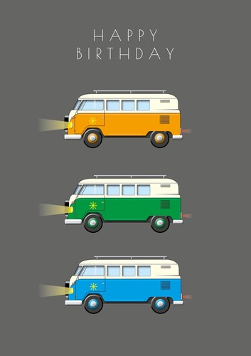 Camper van birthday card - van,