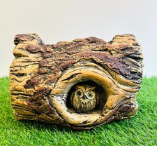 Cement Log Owl Planter Outdoor