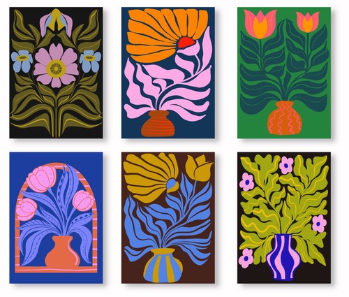 Colourful floral wall art - wall,
