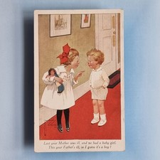 Comic Postcard 1925 Lawson Wood Dolly Brother Sister Red Bow Baby Girl Boy