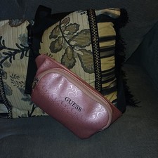 GUESS Women's Waist/Bum Bag Pink Patient with Black Strap 14"X7"X3" VGC