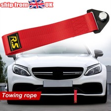 Universal Red Car Front Bumper Racing Style Decor Tow Hook Strap Body Rope Kit