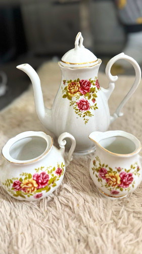 Floral ceramic coffee pot with - pot,
