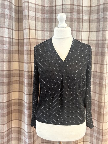 Black polka dot size blouse - black,