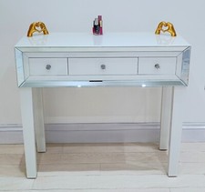 7seas Dressing Table WHITE GLASS Mirrored Vanity Table Entrance Hall Vanity