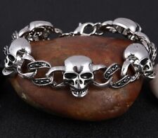 SILVER SKULL LINK BRACELET