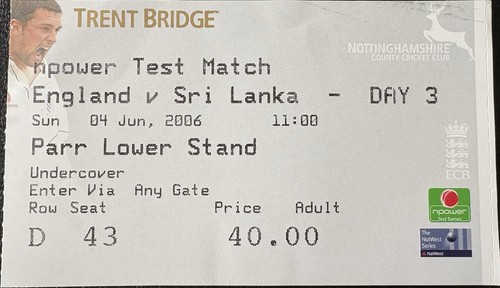Ticket stub england sri - england,