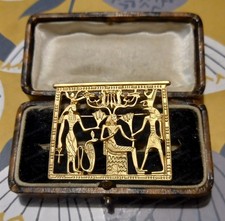 Vintage Style Matt Egyptian Revival BROOCH Antique Egypt Matte Gold Shawl Pin