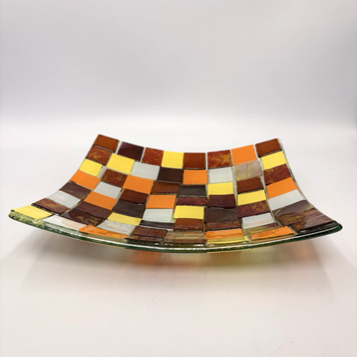 Vintage mosaic glass dish - glass,