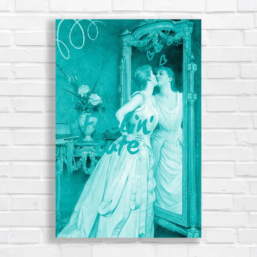 Vintage romantic couple teal - couple,