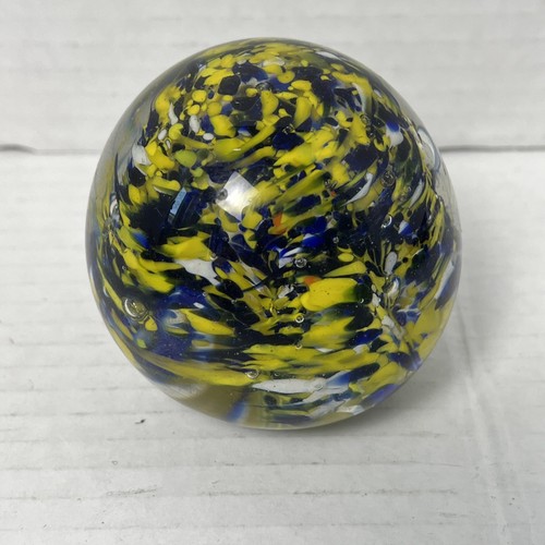 Art glass paperweight orb blue - paperweight,