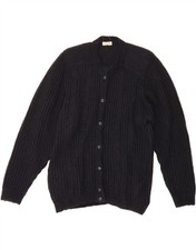 VINTAGE Womens Cardigan Sweater UK 14 Large Navy Blue Mohair AY10