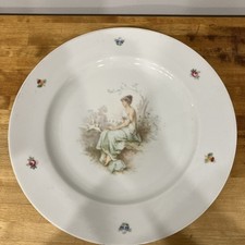 VINTAGE BAVARIA CHINA PORCELAIN PLATE NUDE LADY FAIRY GARDEN SCENE DECORATIVE
