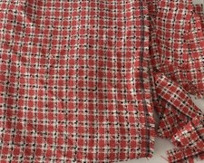 Job lot 4 pcs red pink check threads fabric with defect