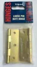 2 WICKES LOOSE PIN BUTT HINGES ELECTRO BRASS 76mm INTERNAL DOORS ONLY