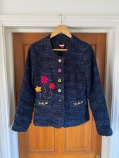 Joe Browns Boucle Blazer Jacket Size 14 Embroidered Flowers Detailing Lined