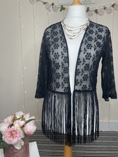 Black lace floral - black,