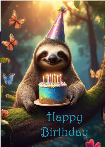 Sloth birthday card - sloth,