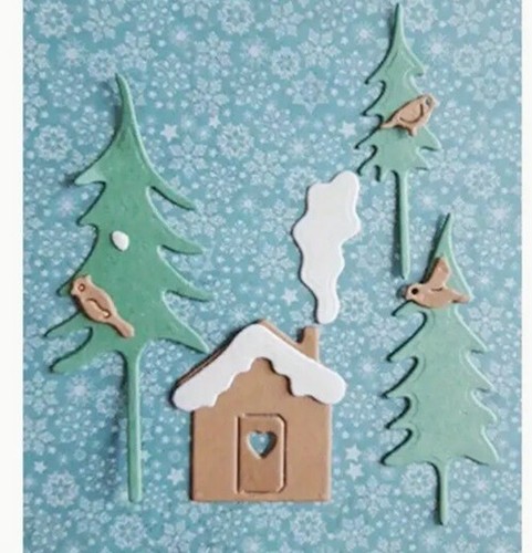 House cabin building trees - house,