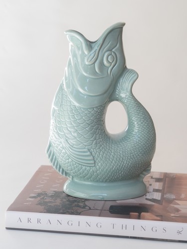 Sage green fish gluggle - gluggle, jug