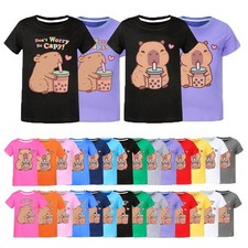 Kids Capybara T-Shirt Cute Animal Childrens Boys Girls Summer Casual Tops Tee UK
