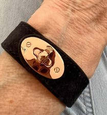 Mulberry Postman lock wrist cuff bracelet S Navy Blue Suede Leather Immaculate