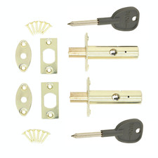 Door Rack Bolt Pack of 2 Bolts + 2 Keys 2 Finishes 61mm Dead Bolt Lock Star Key