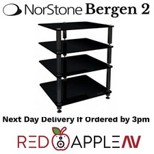 Norstone Bergen 2 Black With 4 Black Glass Shelves HiFi Stand Rack FREE Postage