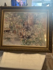 Vintage Framed Art Print Gordon King The Gardeners Corner