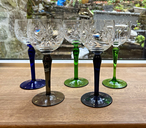 Set glass colour stemmed - glass,