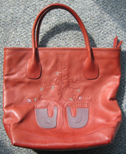 Vintage Radley Red Leather Tote Bag - 2 Turtle Doves & Partridge in a Pear Tree