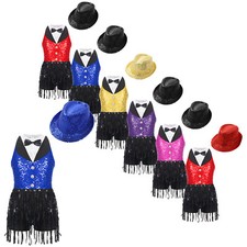 Girls Sequin Tuxedo Leotard