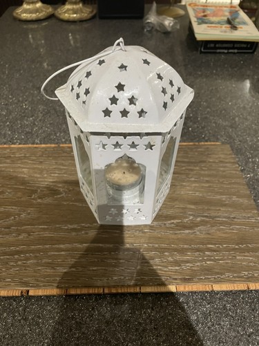 White metal candle holder - metal,