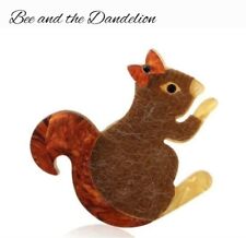 Squirrel Brooch 2D Modern Acrylic with Felt Overlay