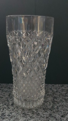 Solid cut glass vase - glass,