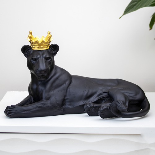 Black lioness ornament with - black,