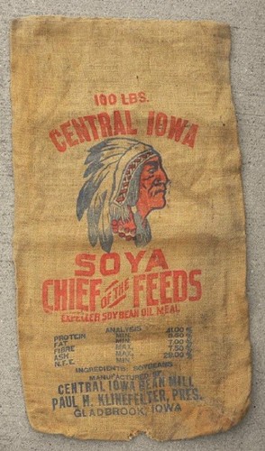 Vintage iowa bean mill indian - bean, mill,