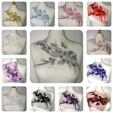 FCL 3D Flower Embroidery Bridal Applique Lace Pearl Beaded Wedding Sewon Patches