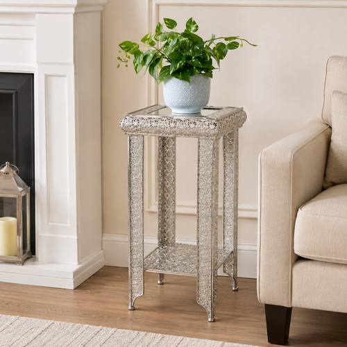 Silver side table mirrored - silver,