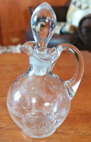 Vintage floral etched - vintage, glass