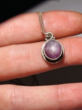 Silver and natural star ruby pendant with 18 inches chain 