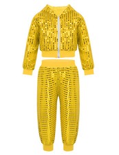 Kids Shiny Sequin Hip Hop Jazz Street Dance Outfit Performance Dancewear Costume