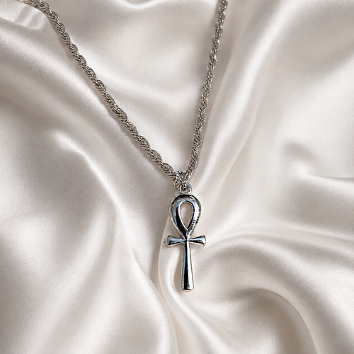 Ankh silver necklace - necklace, (18k
