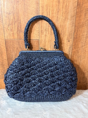 Vintage 1950s navy blue woven - 1950s,