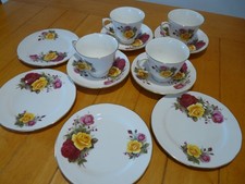 Queen Anne china tea set, rose