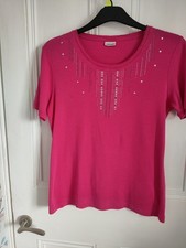 Damart Ladies Pink Top With Sparkle Detail On The Neck Size 14/16