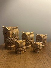 Hand Carved Sandal Wood Owls